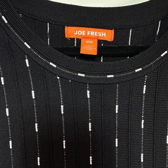 Joe Fresh Black Ribbed Knit Midi Dress | Sleeveless Fit & Flare Minimalist Dress - Picture 4 of 6